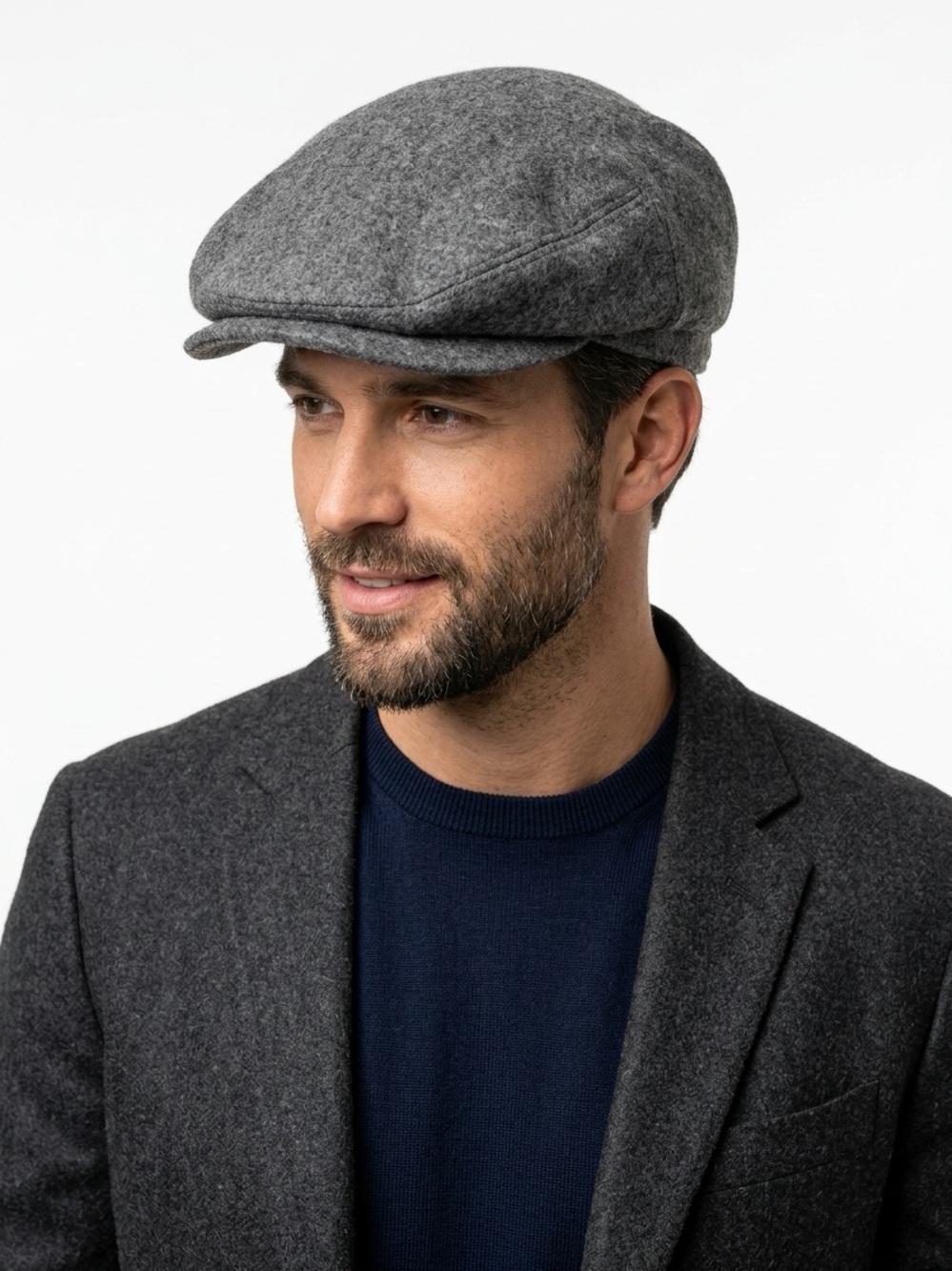 Knox New York Vintage Premier Flat Cap Wool Blend Grey Size 7
